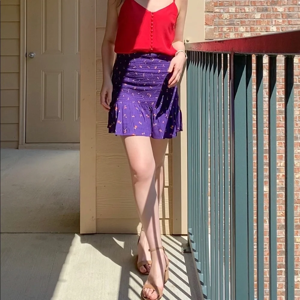 UO Purple Floral Mini Skirt